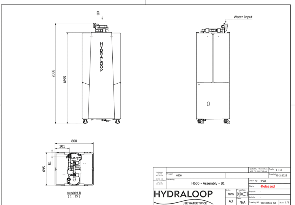 Dimensions hydraloop h600